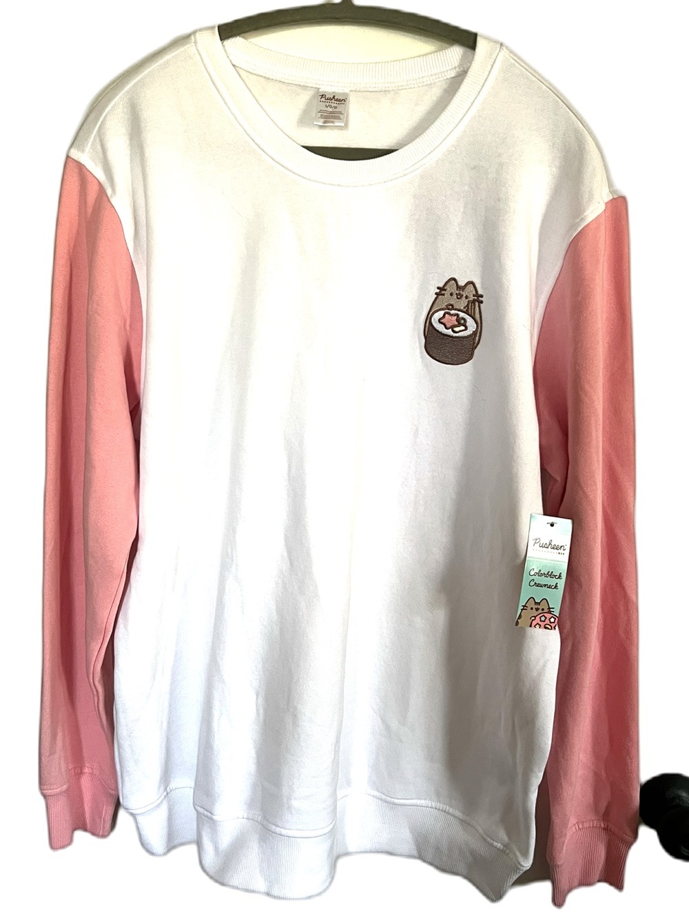 Pusheen Box 2020 Colorblock White Sweatshirt Pink Raglan Sleeves Sushi Cat